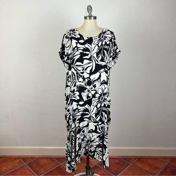 Free People Black White Tropical Maxi Dress - Picture 1 of 8